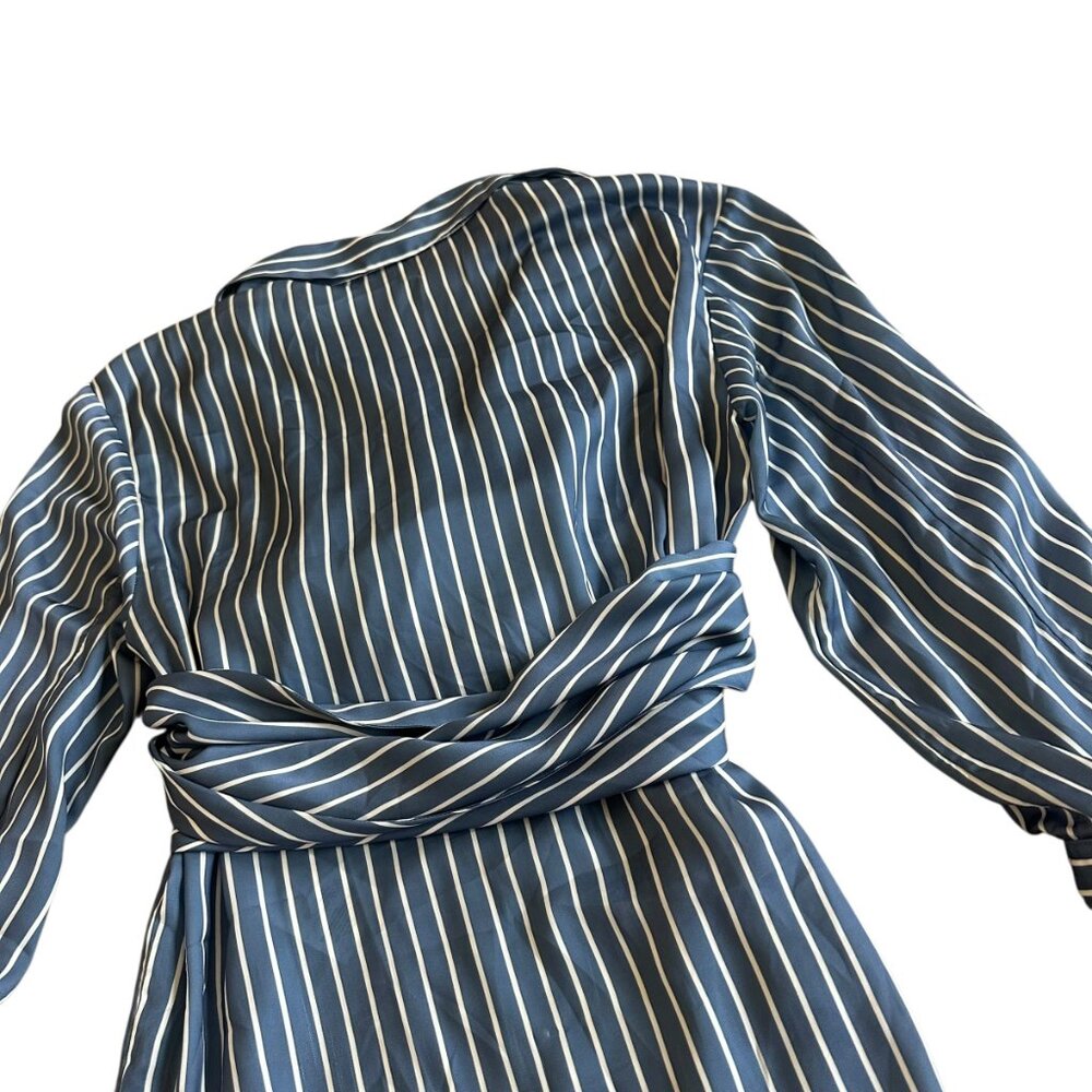 Maje Blue and White Striped Wrap Blouse - Picture 12 of 14